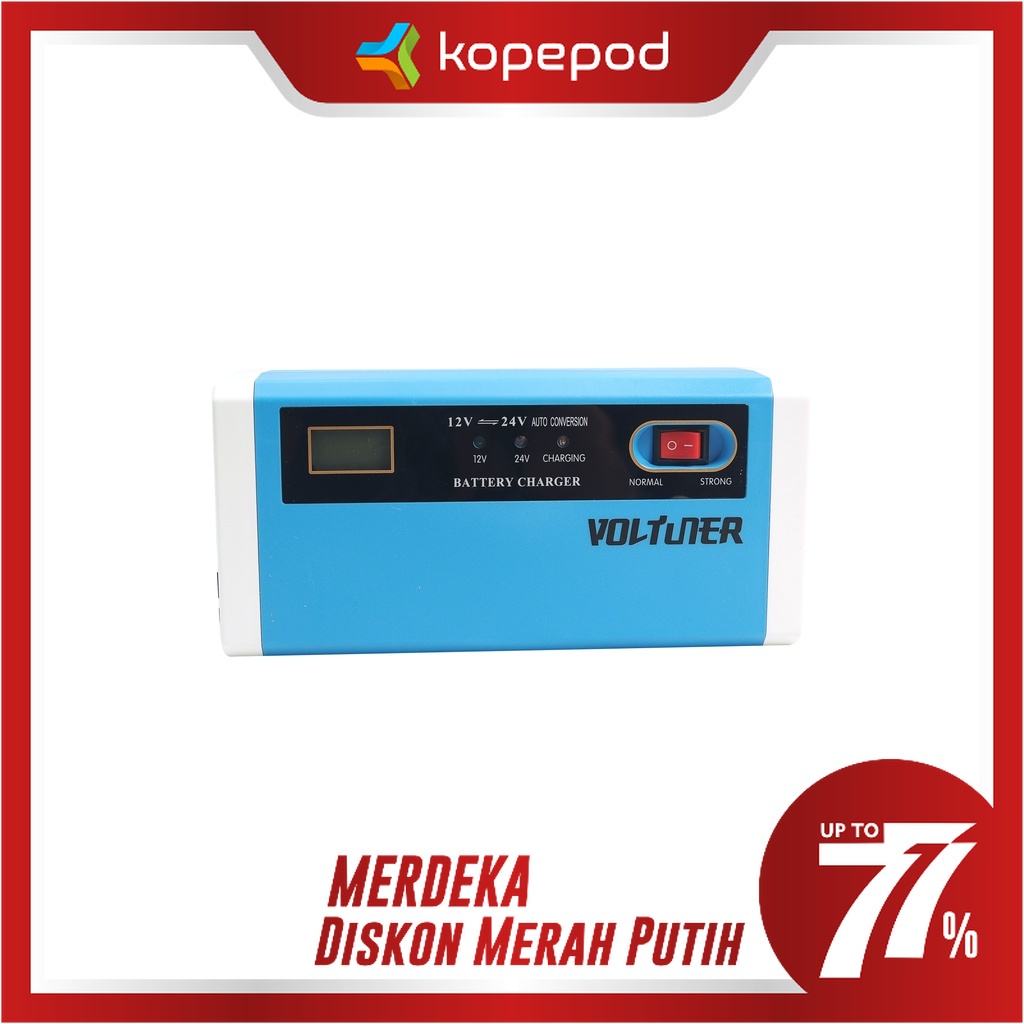 Voltuner Cas Aki Charger Aki 12 v dan 24 v 10 ampere PURE dan Original Brand