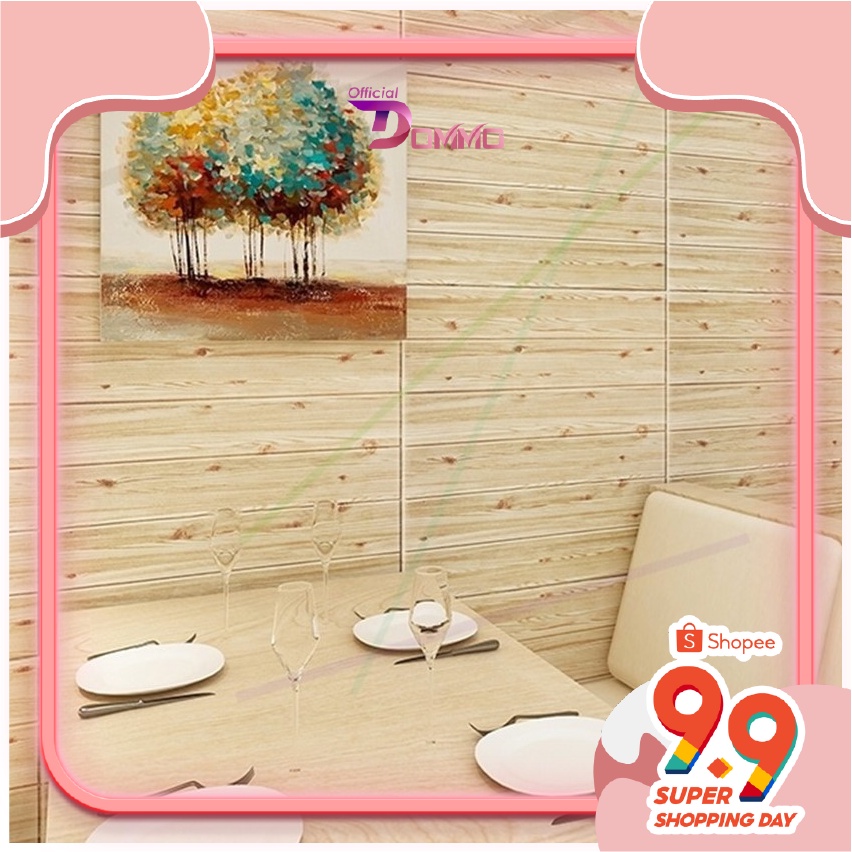 [IMPOR] DOMMO - D6022 H753 Wallpaper Kayu 70*70CM Wallpaper Dinding 3D Foam Waterproof WallSticker