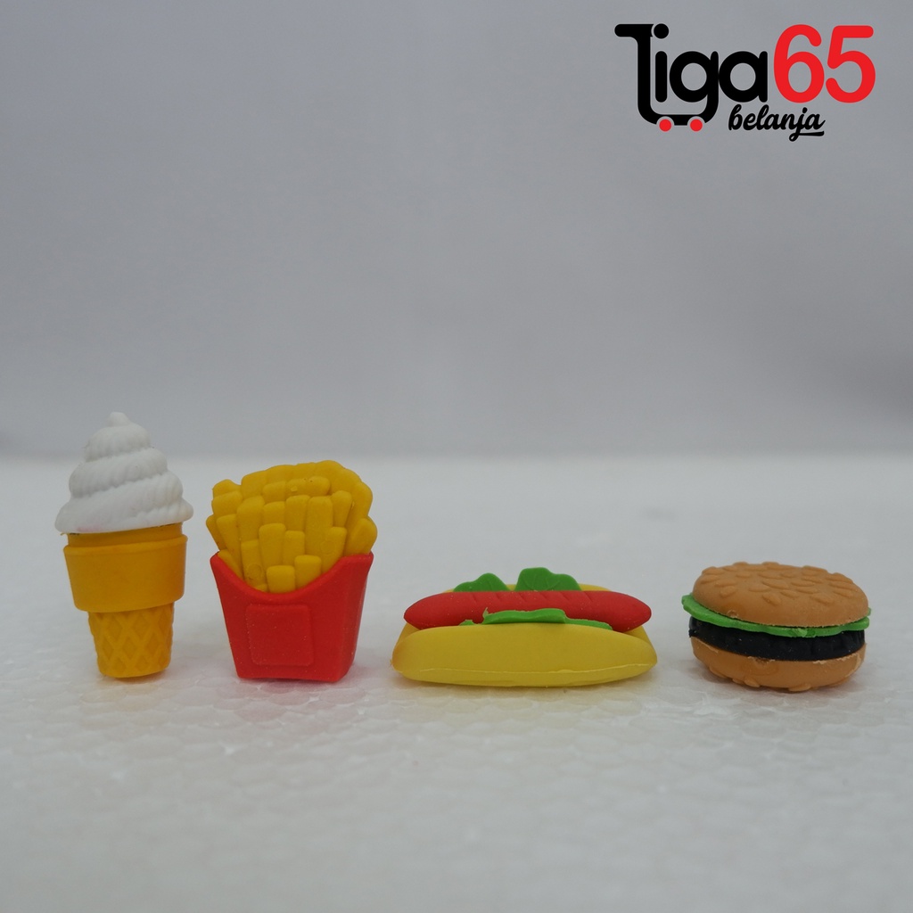 365 Cartoon Eraser #41162 Penghapus Set Food Shape Penghapus Lucu Isi 4 pcs