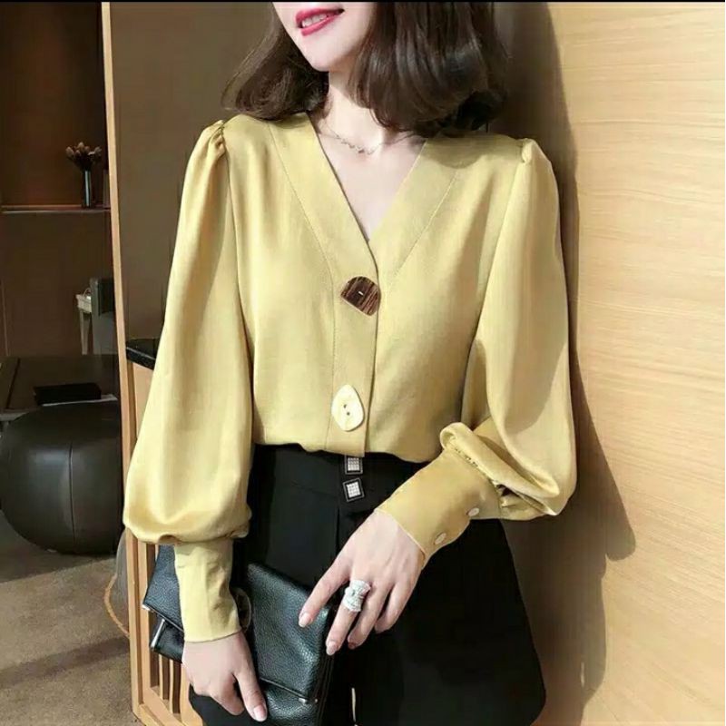 MG- BLOUSE VINTAGE GAYA KOREA CHIFFON ORIGINAL IMPORT