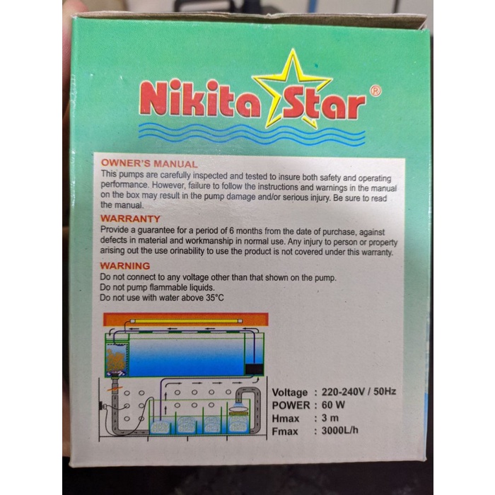 Nikita Star Pompa Air Celup Aquarium Kolam NS-105 NS105 NS 105