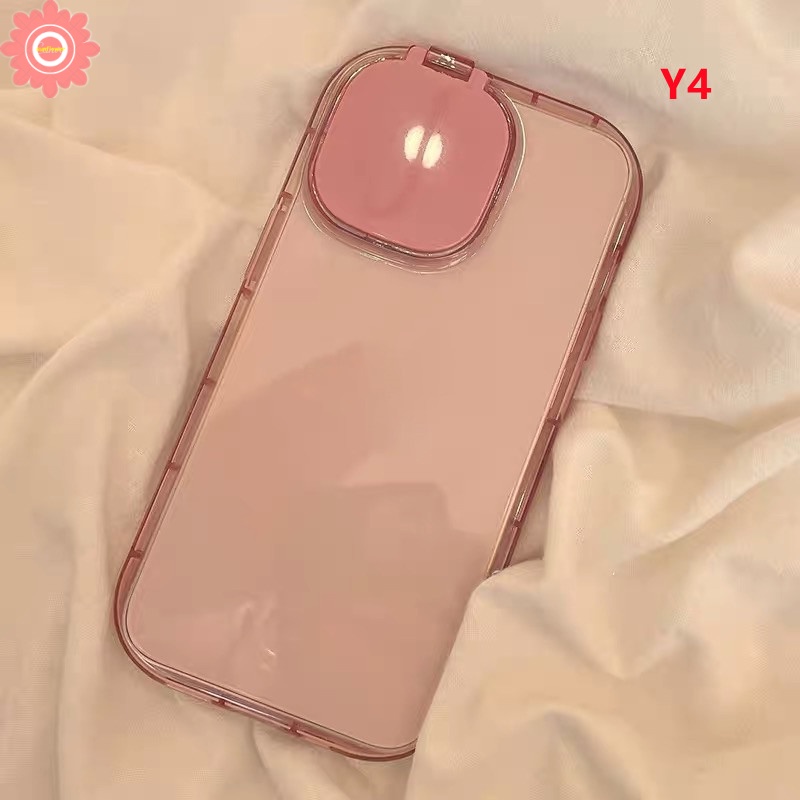 2 In 1 Soft Case TPU Warna Macaron Dengan Cermin Makeup Untuk IPhone 8 7 Plus 13 12 11 Pro Max X XR