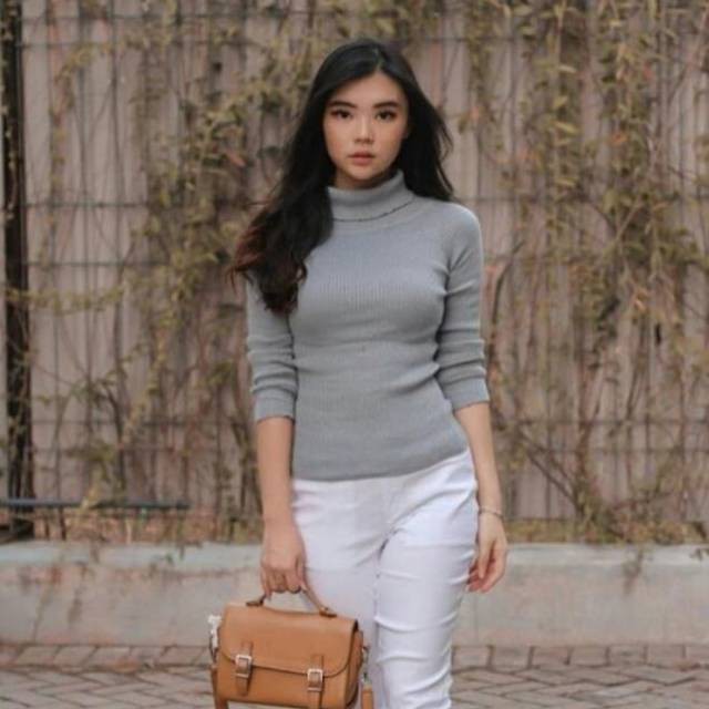 VS - Turtle Neck Yoora | Daisy Turtleneck Atasan Wanita Baju RIB Korean Style