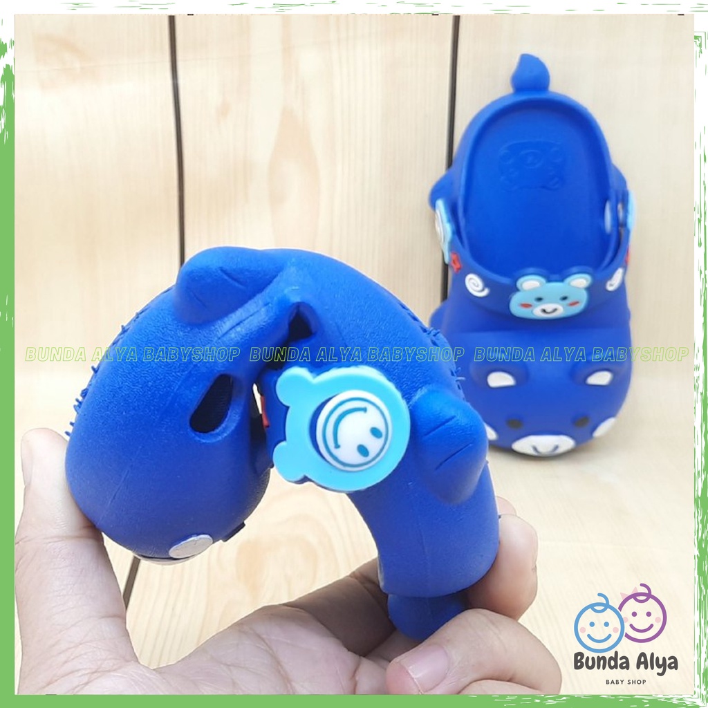 Sendal Anak Laki Laki IMPORT Usia 10 Bulan 1 2 3 4 Tahun BIRU BEAR Karet Elastis - Sepatu Sandal Anak Cowok Motif Karakter Lucu Model Kekinian Anti Slip Size 18-23