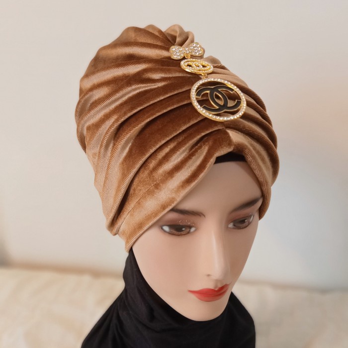 Turban Dewasa Bludru Wanita Swarozki Turban Pesta Turban Artis 075