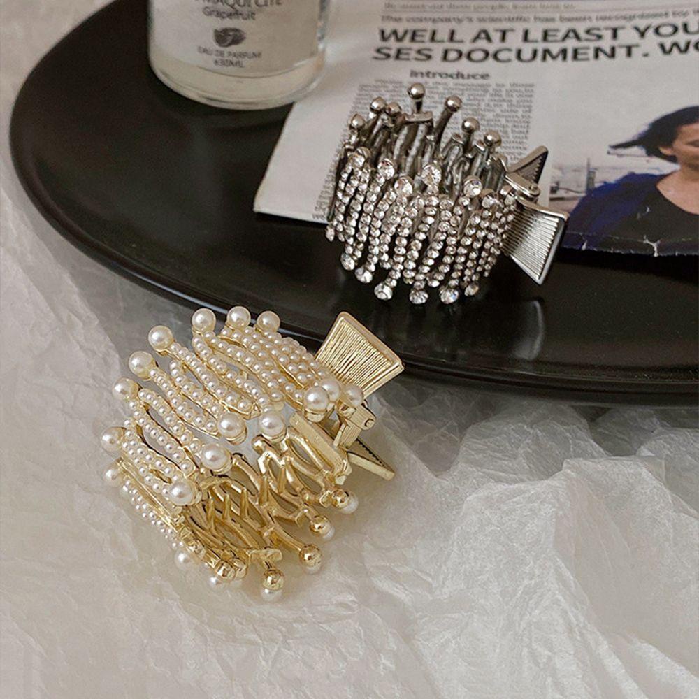 Agustina Mutiara Rambut Cakar Jepit Rambut Temperamen Sederhana Wanita Hiu Klip Hiasan Kepala Ponytail Holder Berlian Hiasan Kepala Gaya Korea Hair Clip