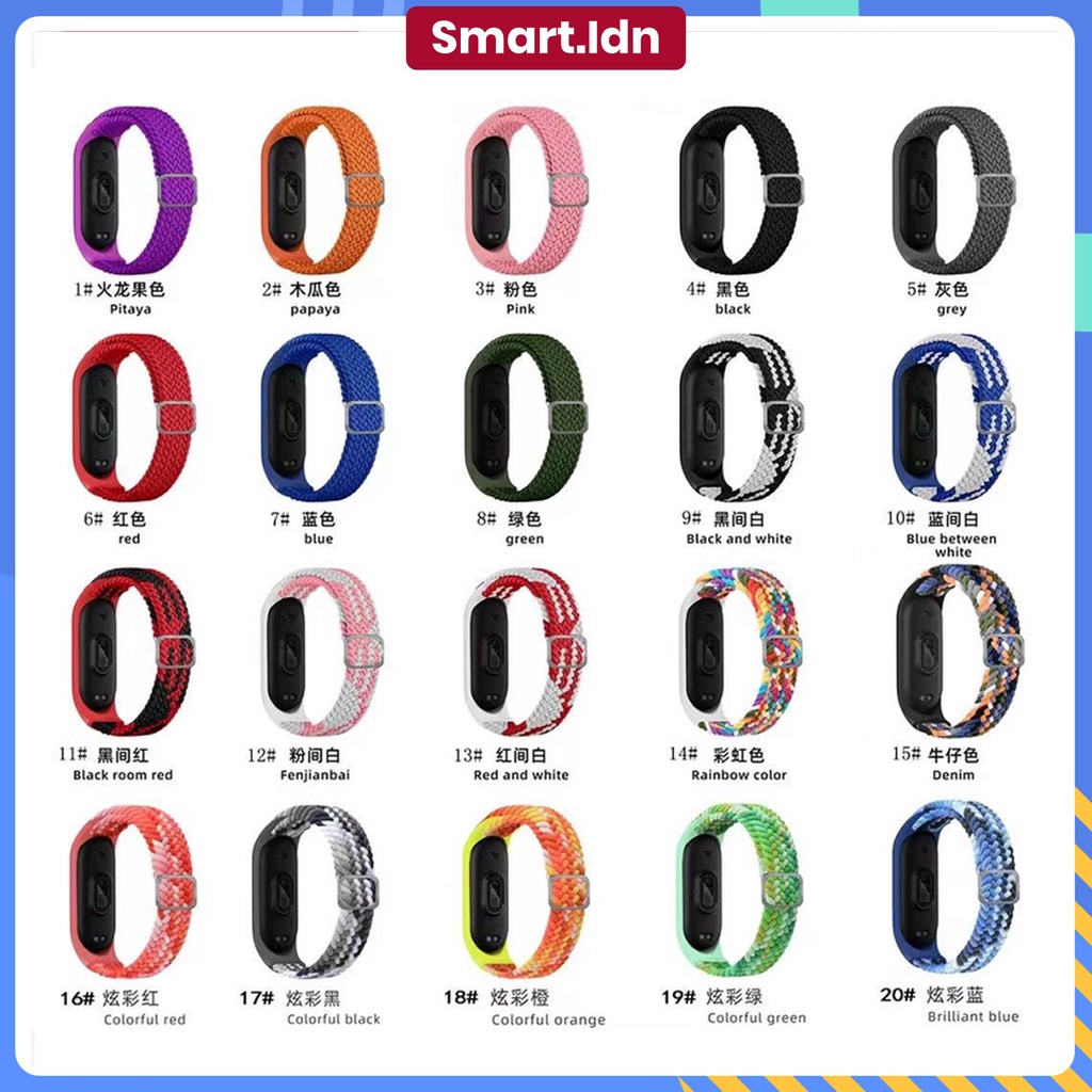 Tali Strap Nilon Xiaomi Mi Band 3 4 5 6 7 Sport Braided Stretch Loop Strap