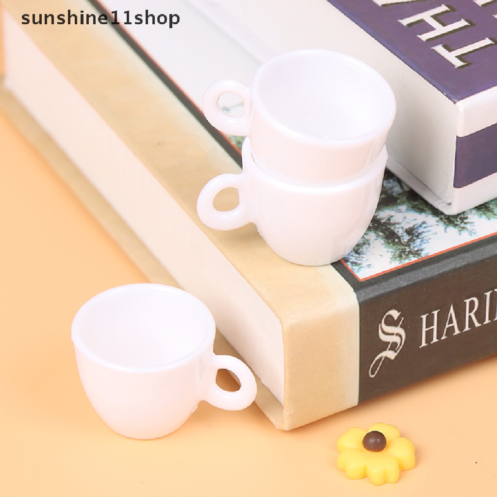 (SHO) 3pcs / Set Mainan Miniatur Cangkir Kopi + Piring Untuk Dekorasi Rumah Boneka