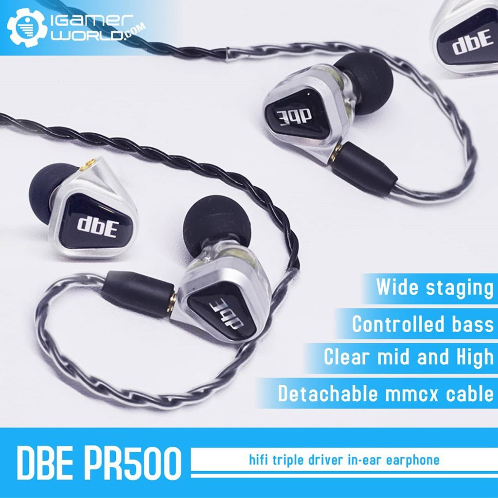 DBE PR500 Triple Dynamic Driver Hifi Earphone w/ Detachable MMCX