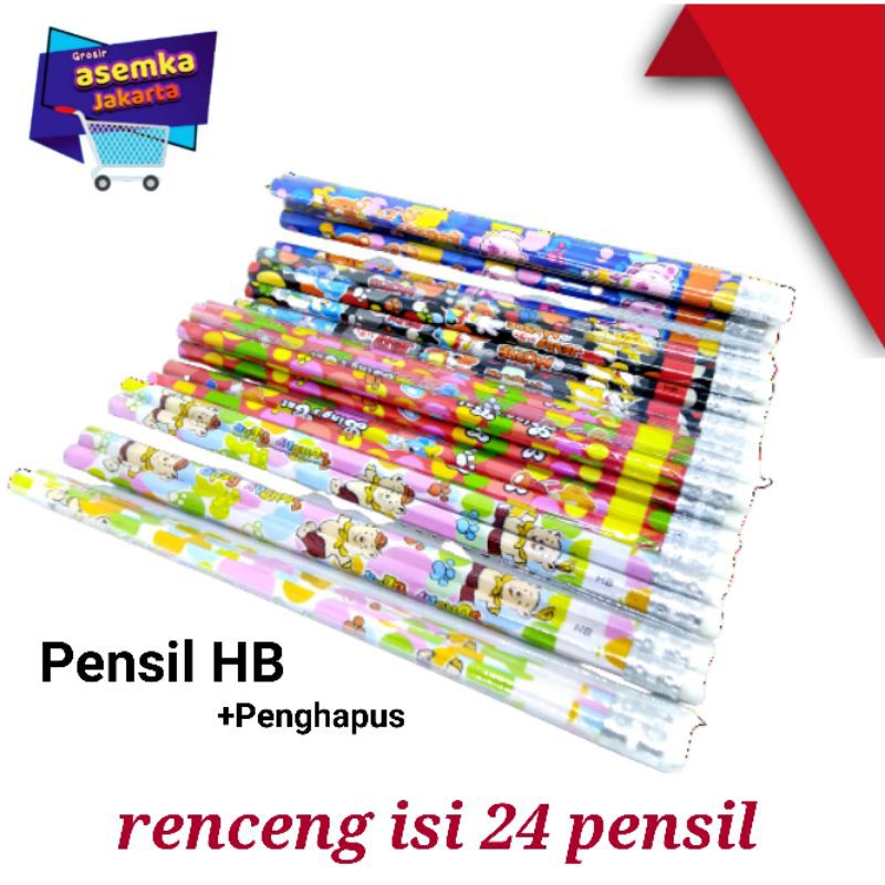 Pensil Hb 24pcs Bergambar Kemasan Renceng Grosir