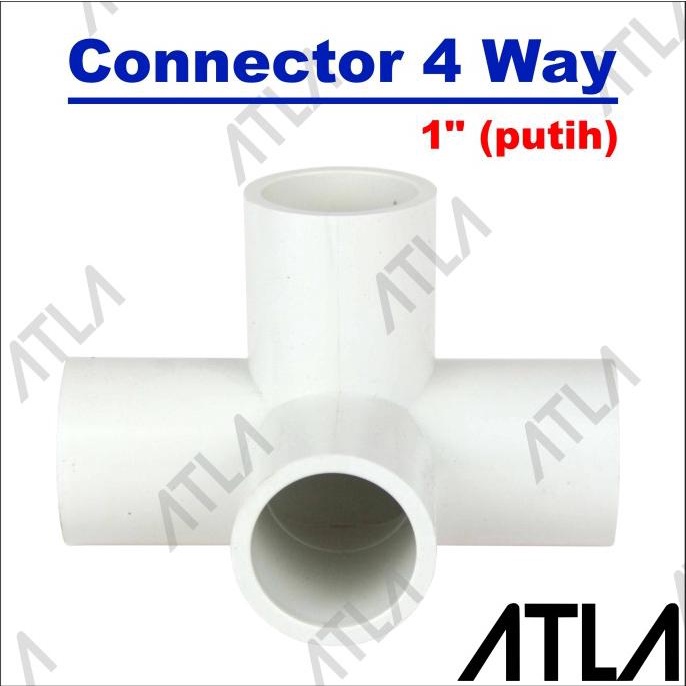 Konektor Pipa 4 Way Putih Tee Connector Paralon Cabang 1" Inch ICP058