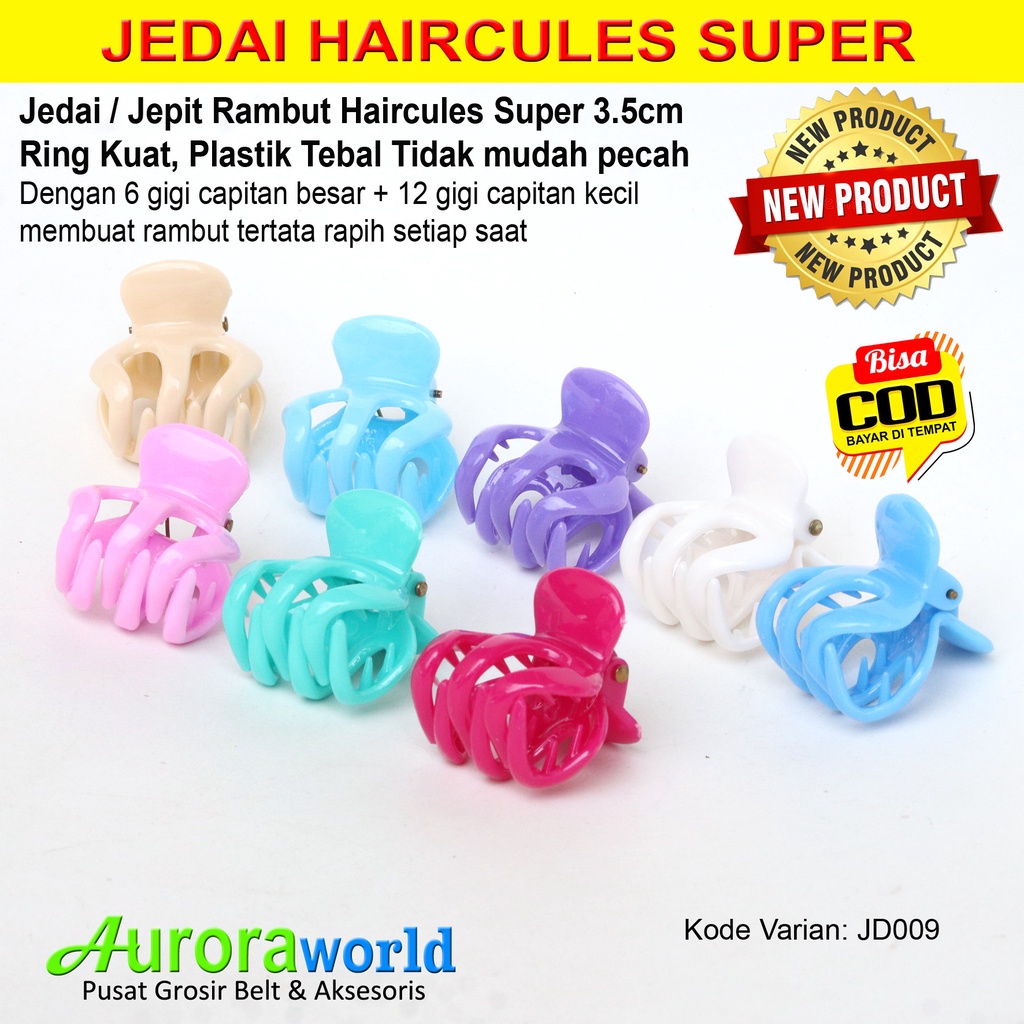 Auroraworld Jedai Haircules Jepit Rambut Haircules Super 3.5cm Bahan Tebal dan Kuat