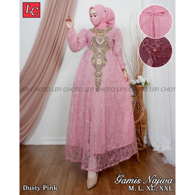 Permata Olshop / Gamis Najwa LK / Kebaya Gamis Bordir Modern Terbaru / Dress Kondangan