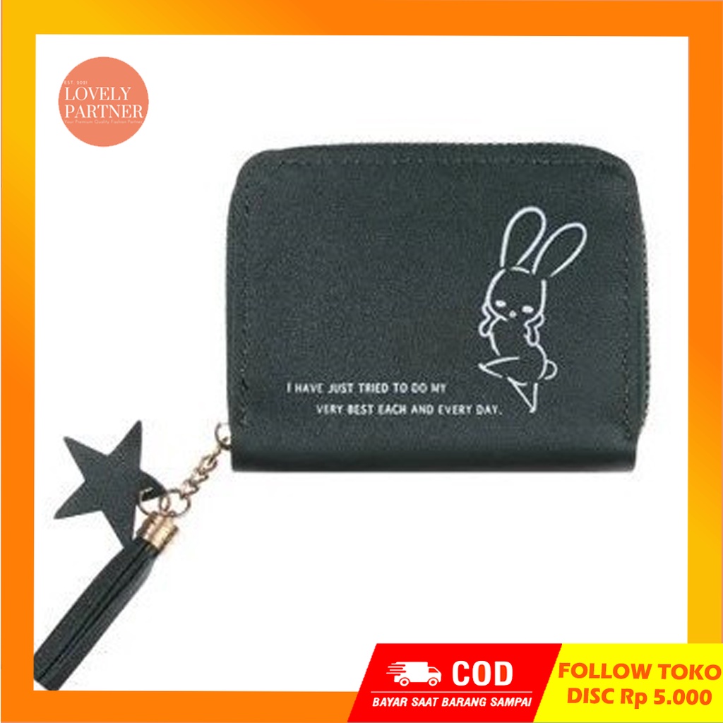 W36 Dompet Mini Wanita Motif Binatang Lucu Kelinci Koin Cewek Kartu Uang Foto Cantik Women Wallet Perempuan Kulit PU Leather Hitam Lipat Kecil Panjang  Korea Pria Cowok Laki Laki Cowo Import Premium Murah Tas Dompet Wanita Import Cewe Cantik