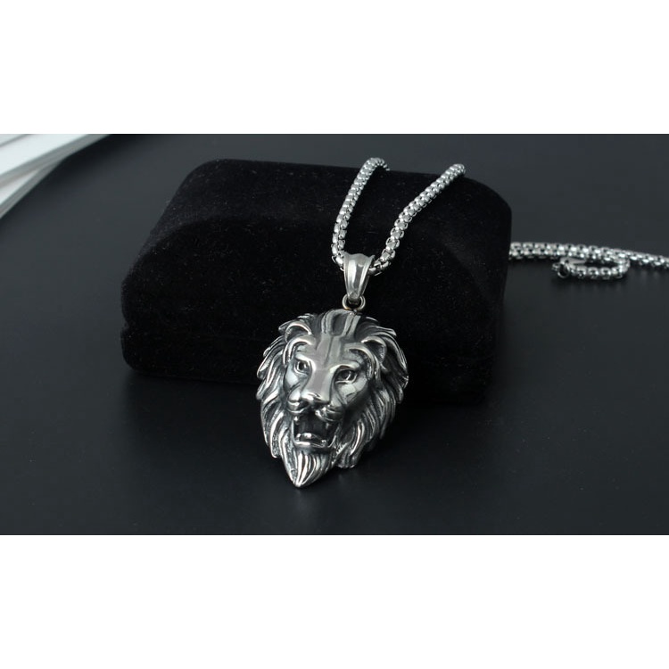 Luminous vintage fashion mendominasi kalung trendi pria dipersonalisasi titanium baja lion's head li