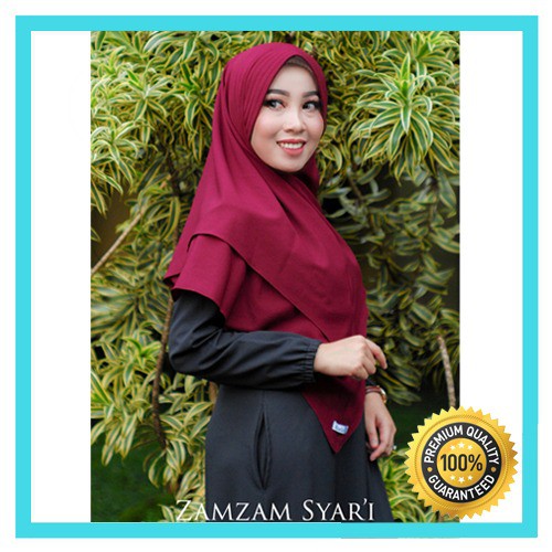 Hijab Khimar Jilbab Syari Diamond Dua Layer Premium Antem Warna Hitam - Abu silver - maroon - Navy