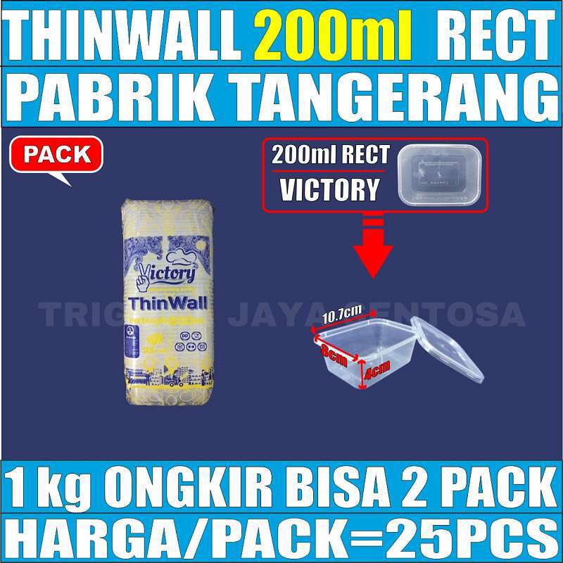 Thinwall 200ml Per Pack Rectangle Food Container Kotak Makan Plastik Murah