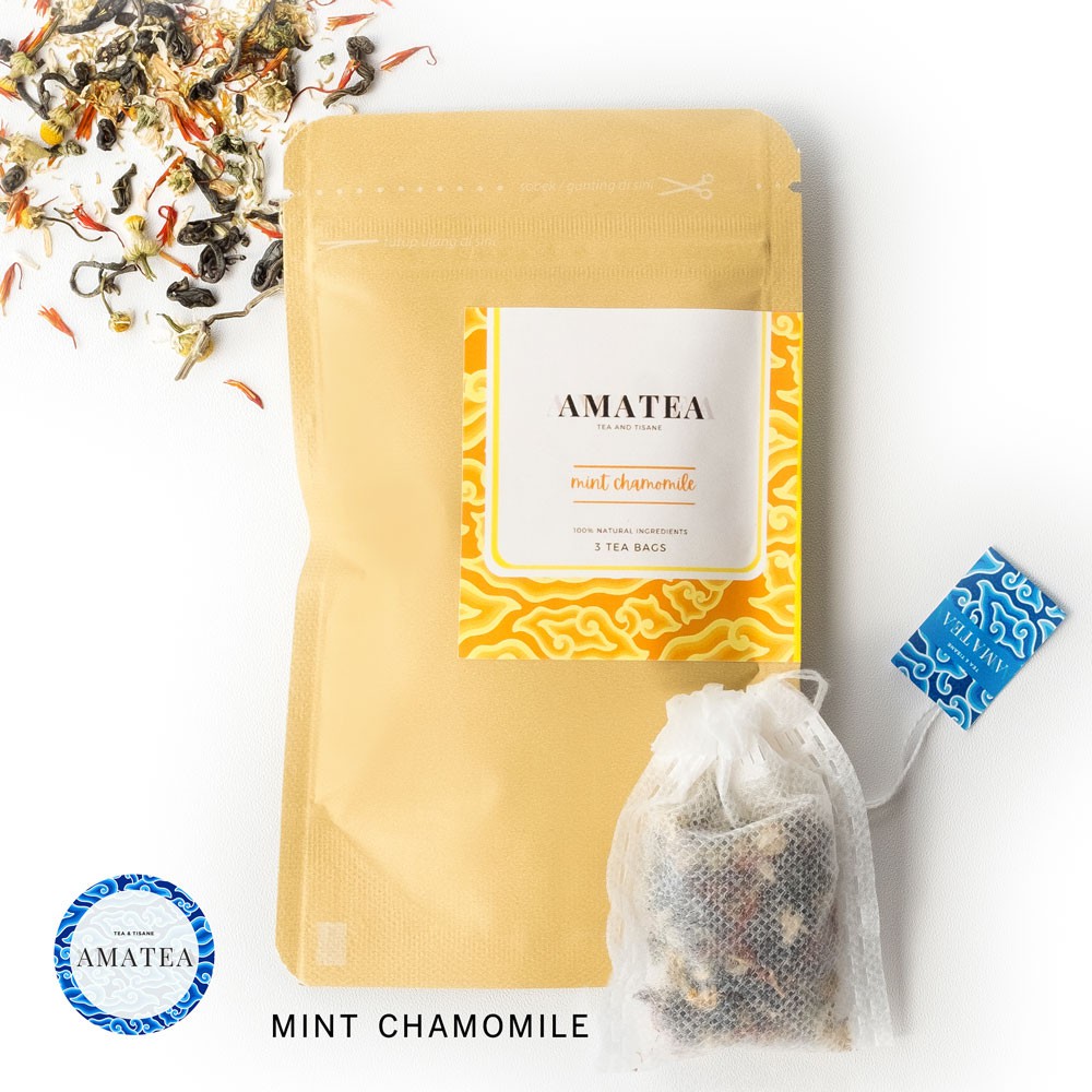 

AMATEA Mint Chamomile Tea Blend- Chamomile Mint Safflower GreenTea isi 3 tea bag