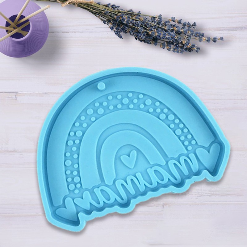 Glitter Rainbow Mom Keychain Epoxy Resin Mold DIY Crafts Jewelry Necklace Casting Mold Hanging Pendant Silicone Mould