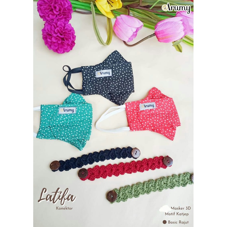 konektor masker rajut mutiara latifa by arumy