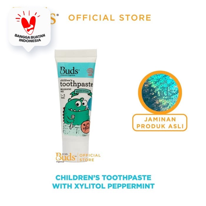 Buds Oralcare Organics - Children's Toothpaste xylitol Green Apple , Strawberry, Blackcurrant, papermint