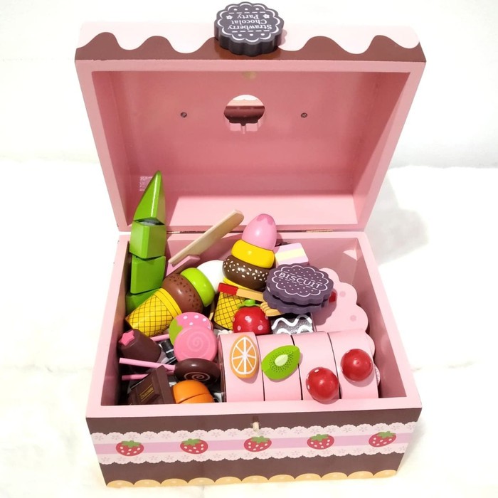 Kue Mainan Kayu  Cake Wooden Toys Pretend Play Mainan edukasi