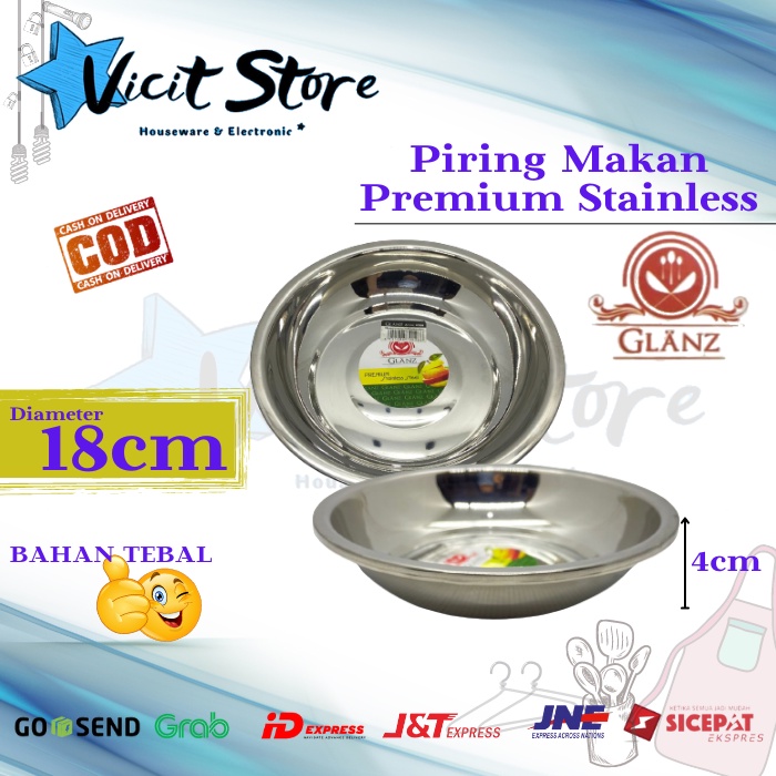 Piring Makan Premium Stainless Tebal High Quality Merk Glanz