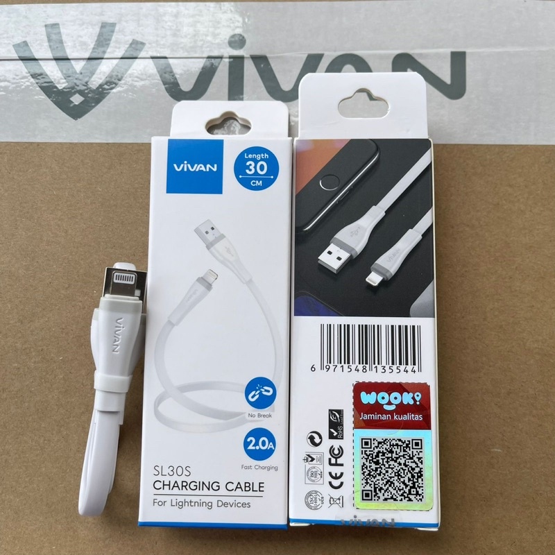 Vivan SL30S 30Cm Kabel Data Cable Iphone Lightning Fast Charging 2A Promo Sen