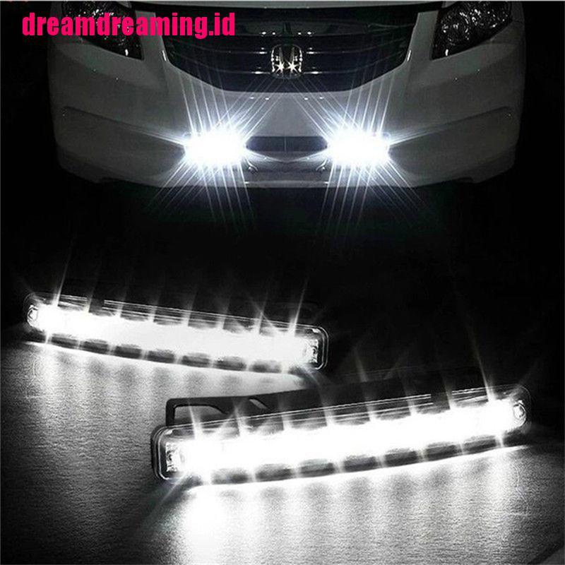 (dreamdreaming.id) Lampu Kabut / DRL 8-LED Warna Putih Untuk Mobil