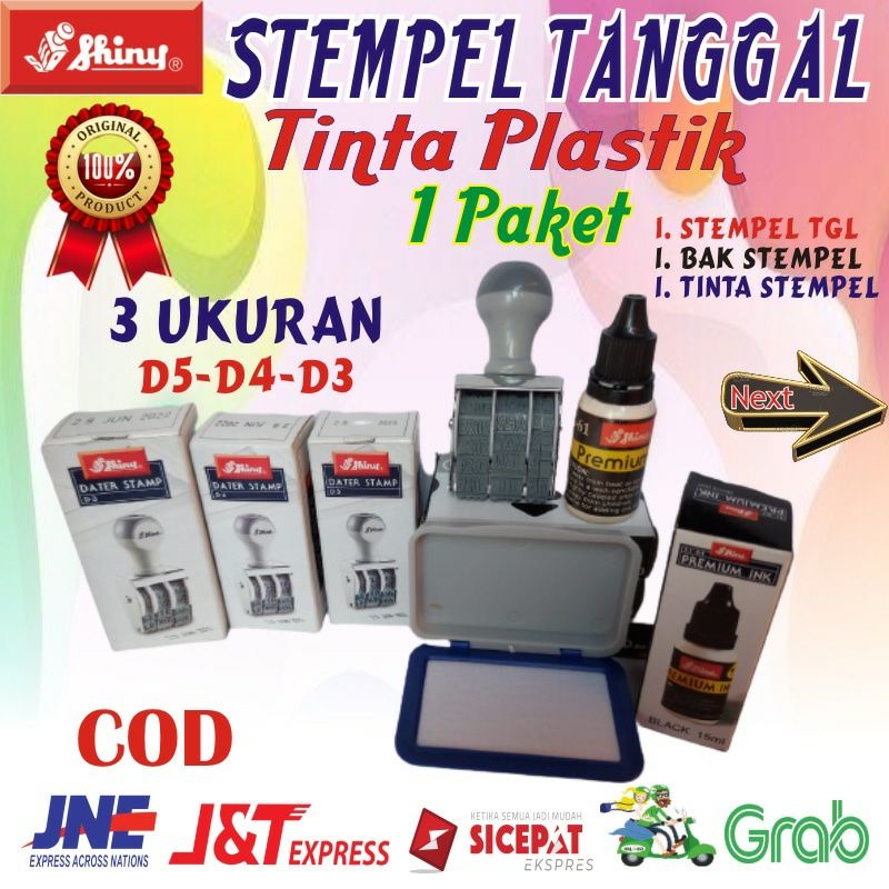 

PAKET STEMPEL/CAP TANGGAL - TINTA PLASTIK KEMASAN KANTOR TOKO SHINY RETURE