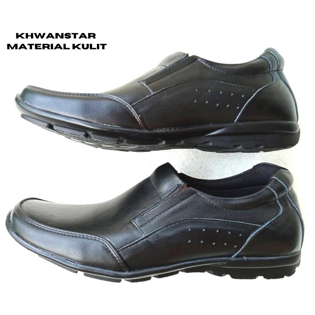 Khwanstar Sepatu Slip On Pria Casual Santai Pria Kerja Formal Sekolah