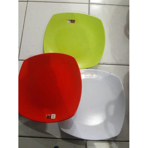 PIRING MELAMIN KOTAK 10 INc isi1 lusin (12pcs)