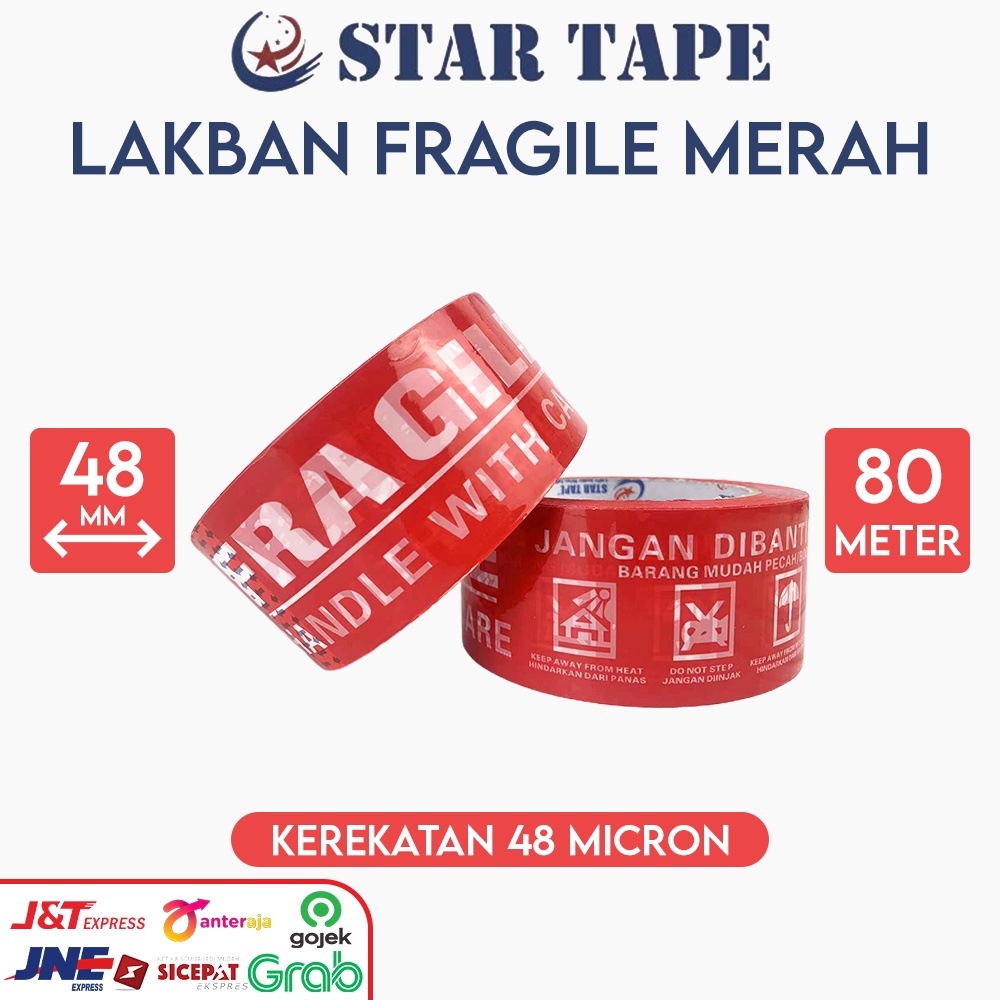 

LAKBAN FRAGILE MERAH 48mm (2 Inch) x 90yard STARTAPE