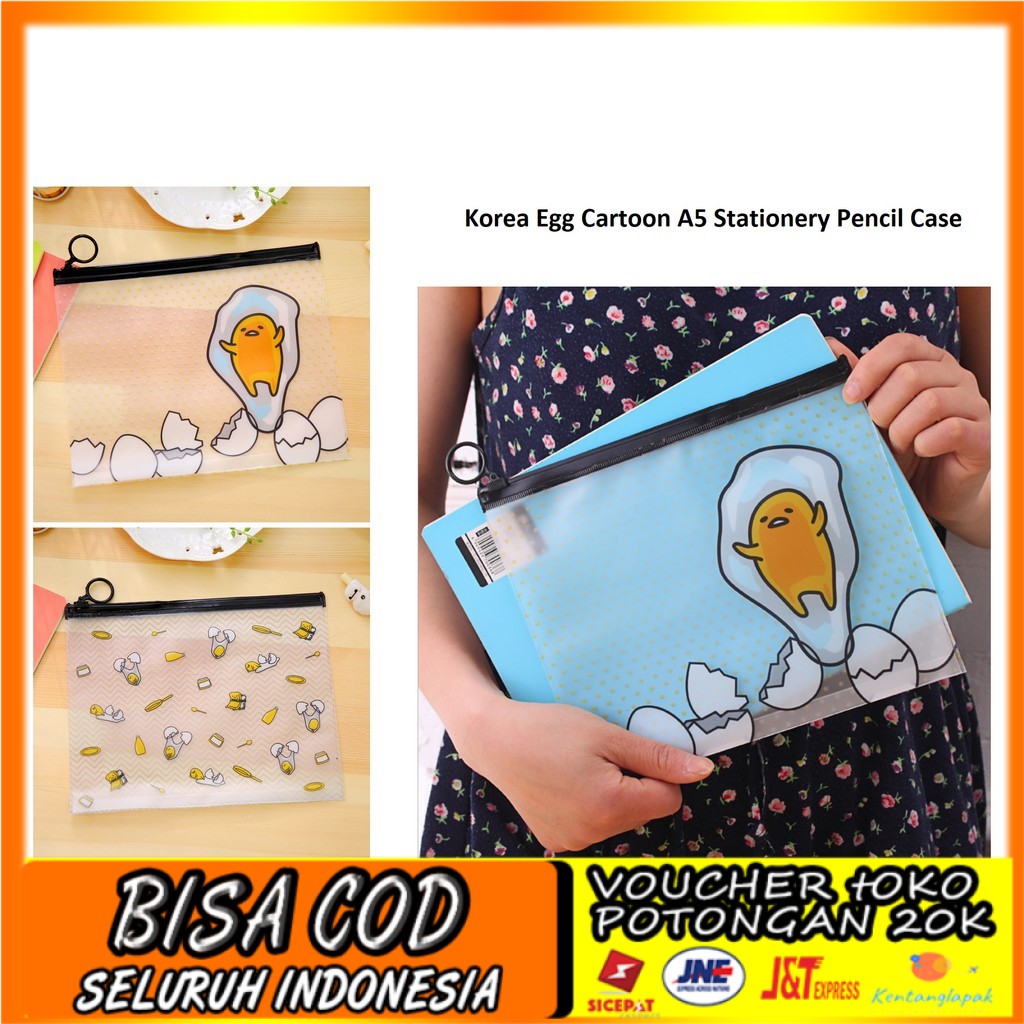 

Tempat Pensil Korea Egg Cartoon A5 Stationery Pencil Case Termurah