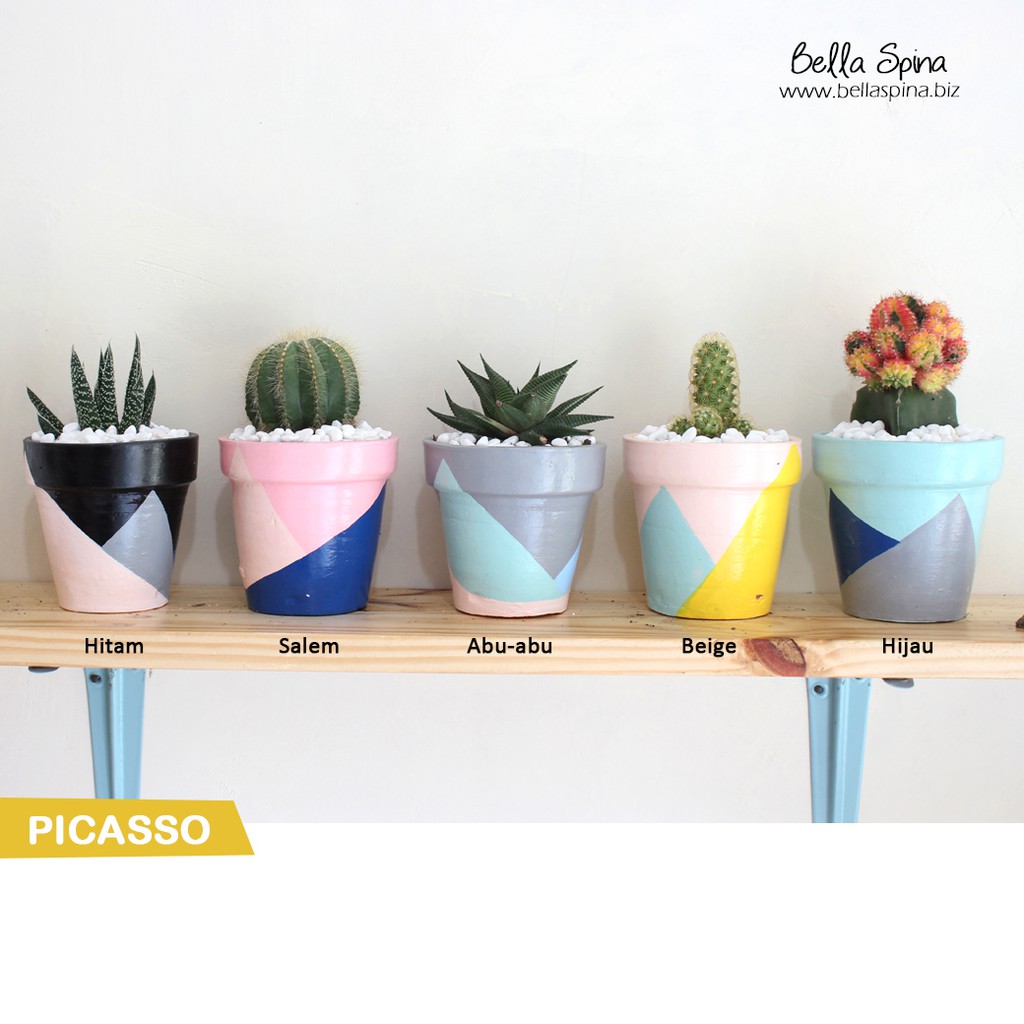 Pot Clay Picasso Medium Size Ptm 08 Vas Bunga Kaktus