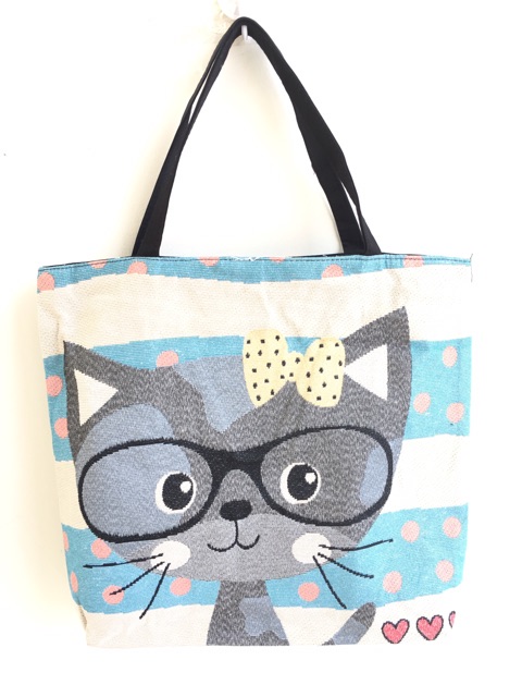 Tas tote bag kanvas besar cat series import