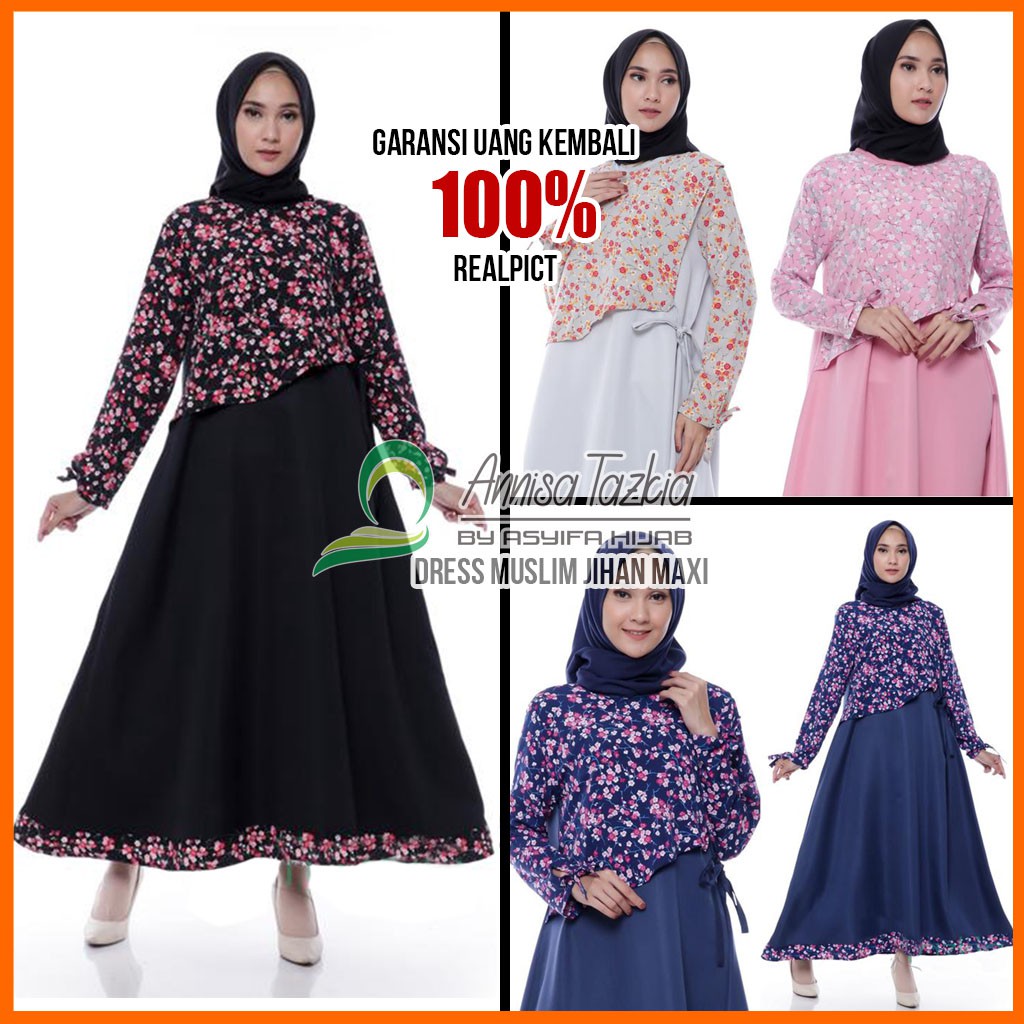 Dress Gamis Wanita Murah Syari Fashion Muslim Terbaru 2021 Syar'i | Jihan Maxi | Asyifa Hijab