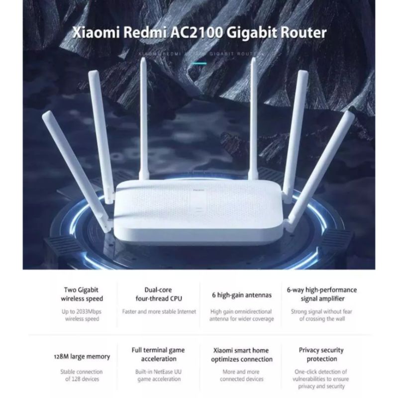 Router AC2100 Gigabit 2033Mbps Dual Band 2.4-5GHz Wi-Fi Router Wifi