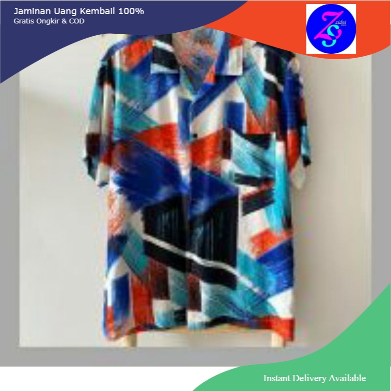 Kemeja Pria Lengan Pendek Murah Motif Distro Flava Surfing Pantai Slimfit Casual Hitz Fullprint