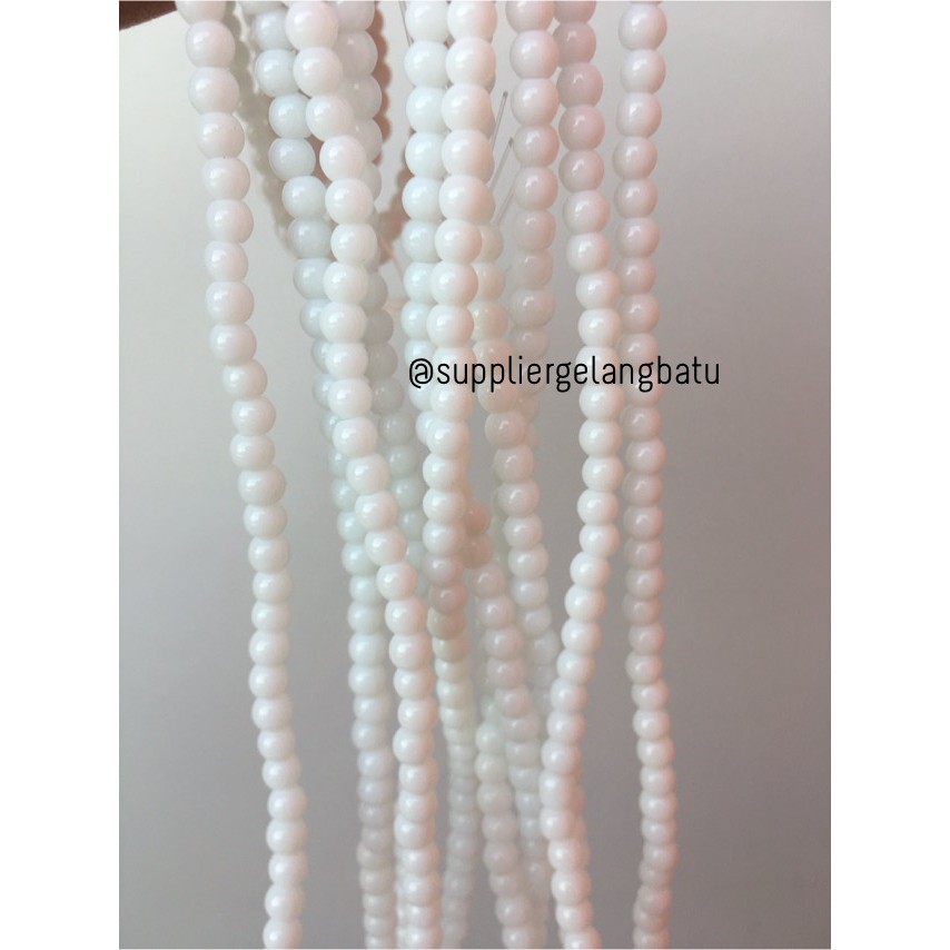 batu kristal 4mm white onyx susu natural putih stone healing akik aksesoris beads supplier grosir