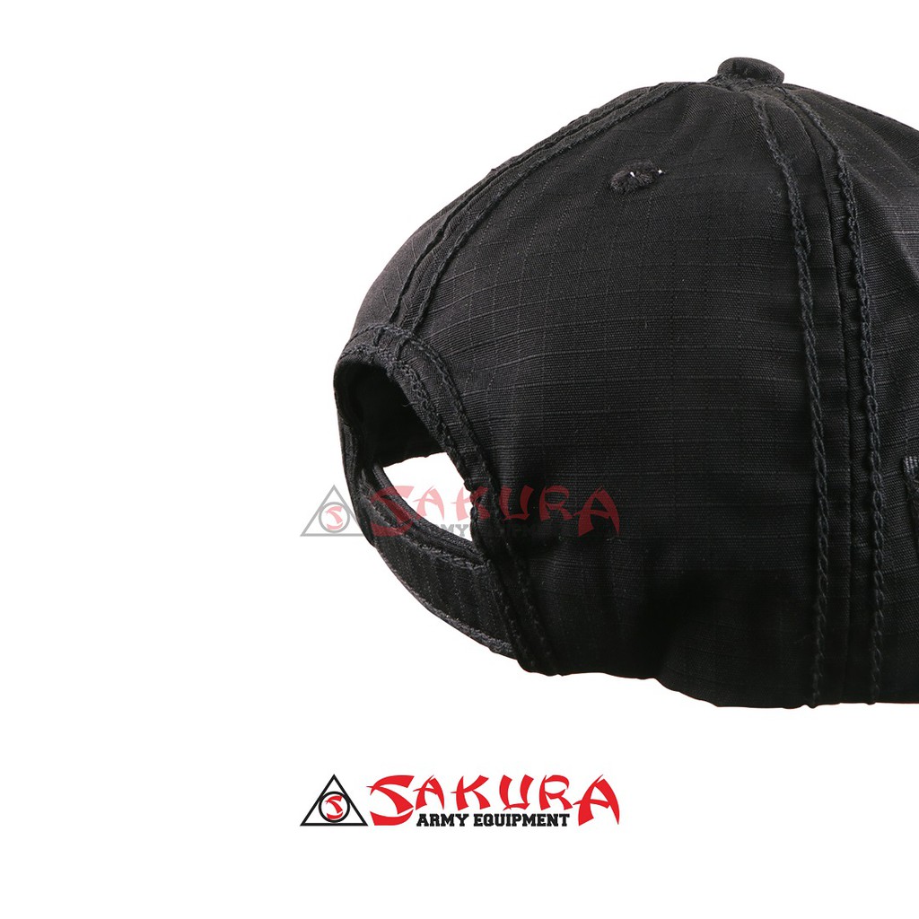 Topi Tactical Rekat Velcro Hitam Polos