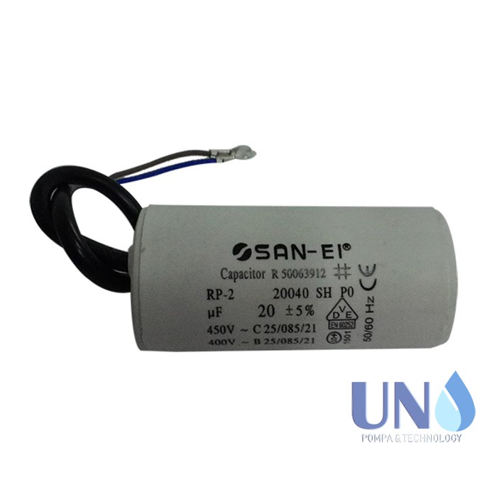 20 uf / 450 Volt SanEi Capacitor / Kapasitor Bulat Pompa Air