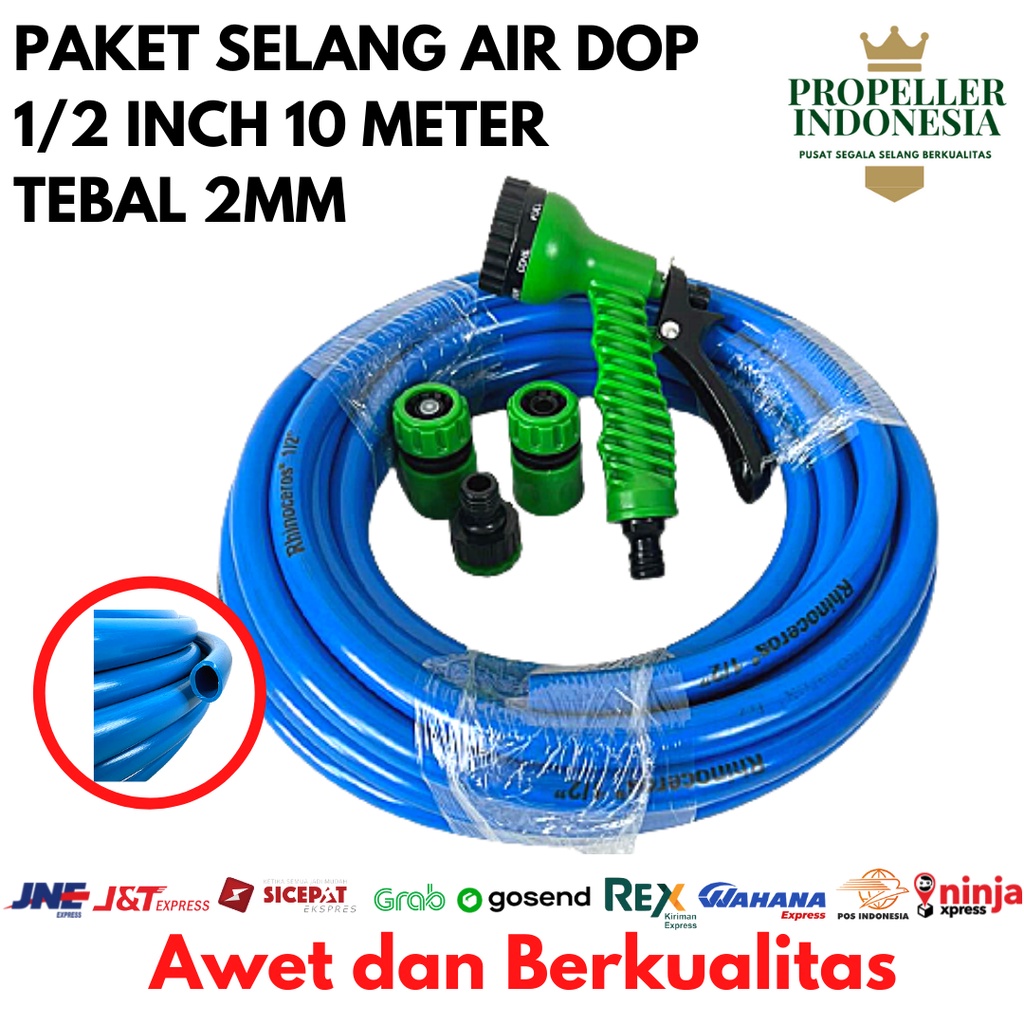 Selang Air Dop 1/2 2mm dan Semprotan Paket 10 Meter Slang Air Set