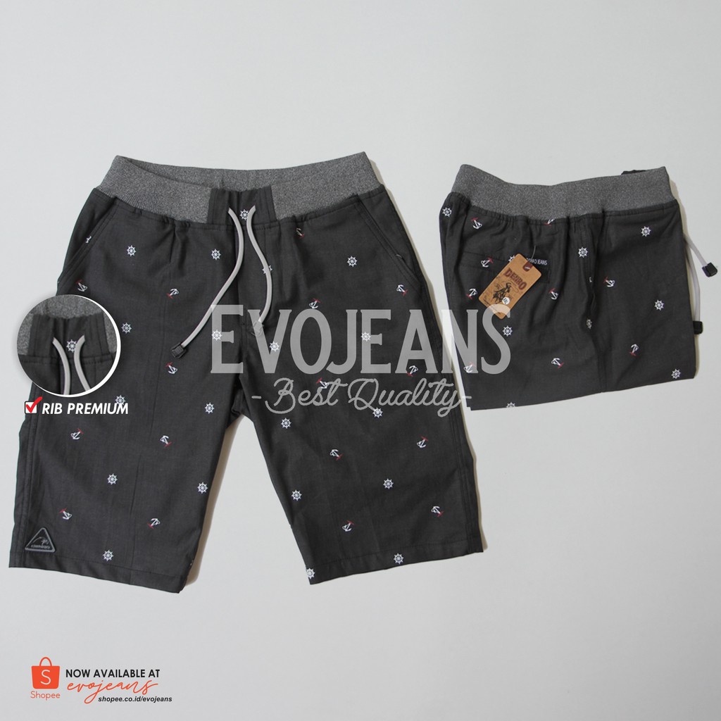 CELANA CHINO PENDEK MOTIF TERBARU BAHAN HALUS / CELANA PINGGANG KARET / PINGGAN RIP // EVO JEANS