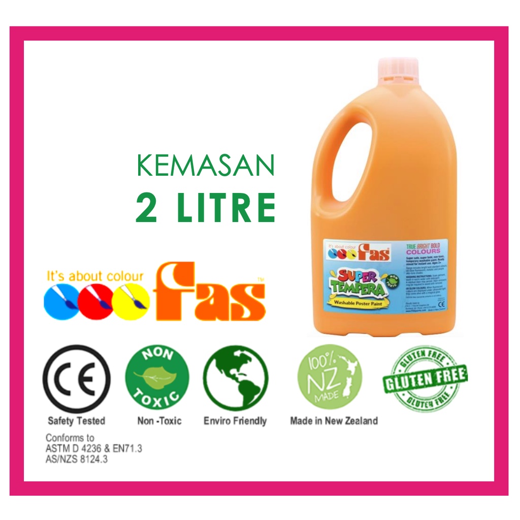 

FAS SUPER TEMPERA WASHABLE POSTER PAINT 2 LITER KUNING TUA - DEEP YELLOW