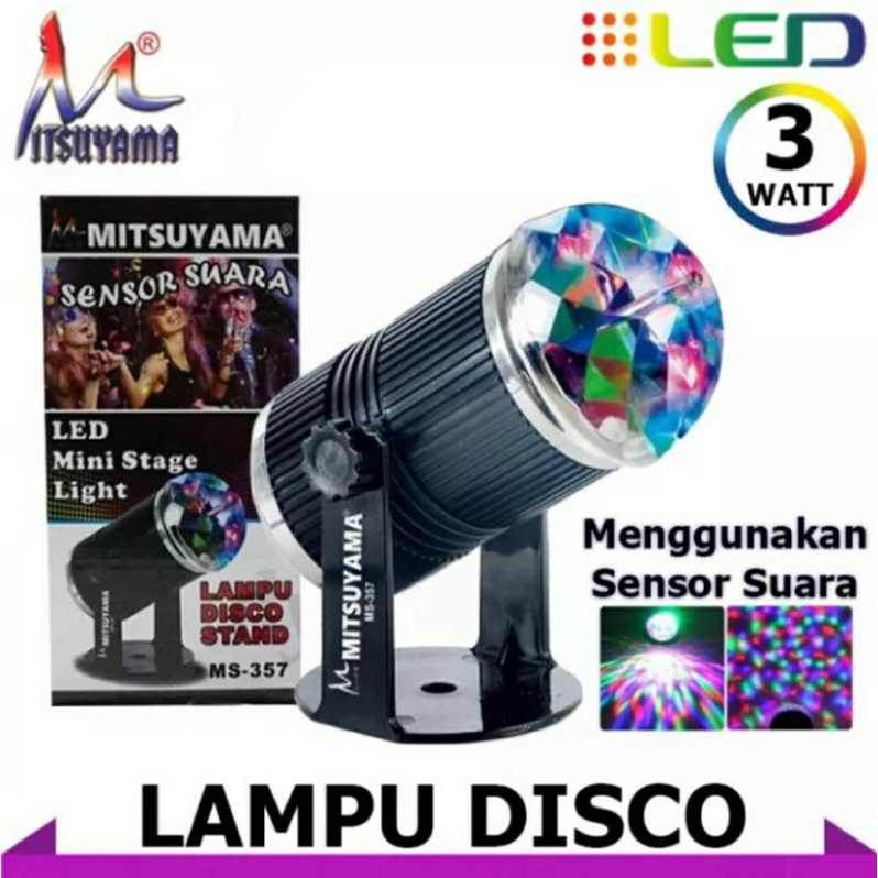 Lampu Disco Led Sensor Suara + Stand Mitsuyama MS 357