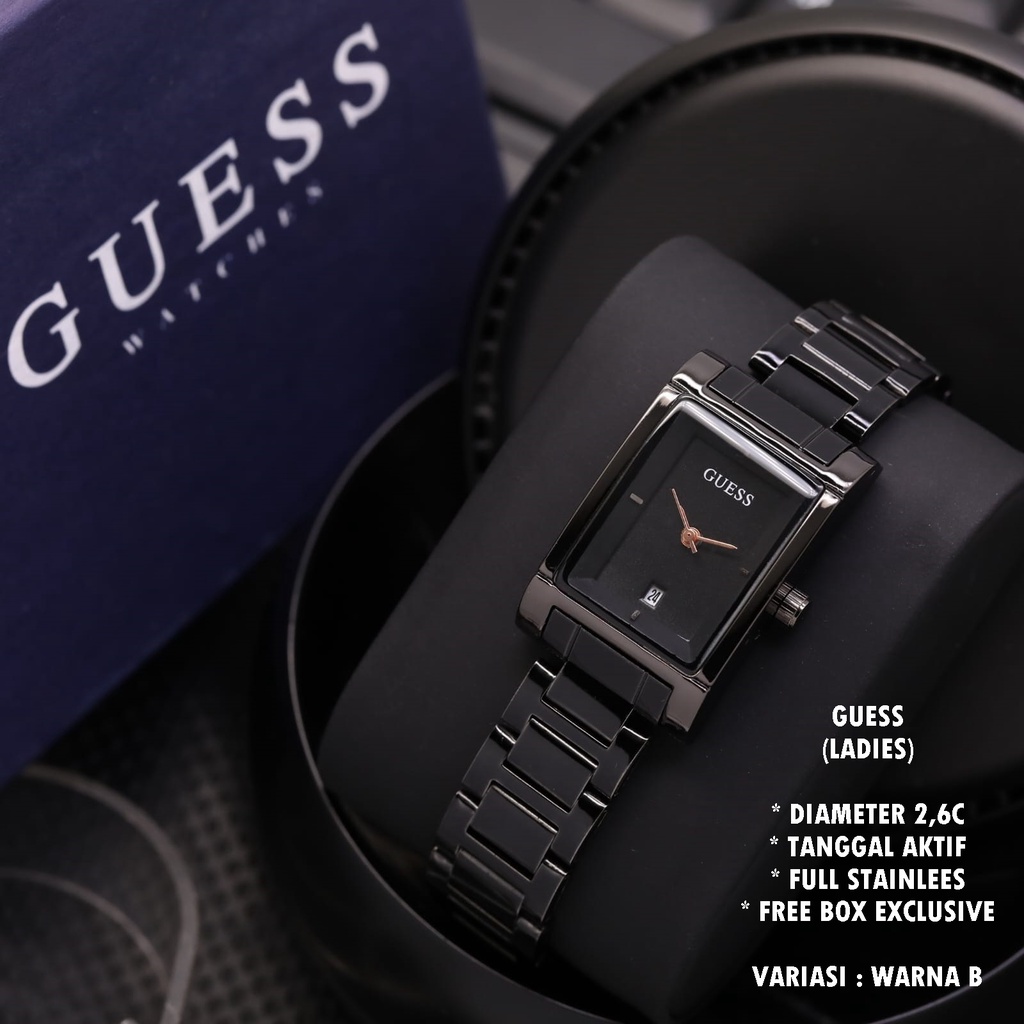 (BISA COD) JAM TANGAN WANITA GUESS RANTAI BODY SEGI TANGGAL AKTIF