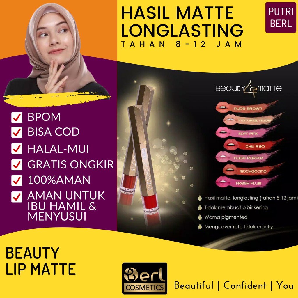 BERL LIPMATTE Lipcream MATTE HALAL BPOM SEHAT dan AMAN IBU HAMIL DAN MENYUSUI BIBIR CANTIK MERONA