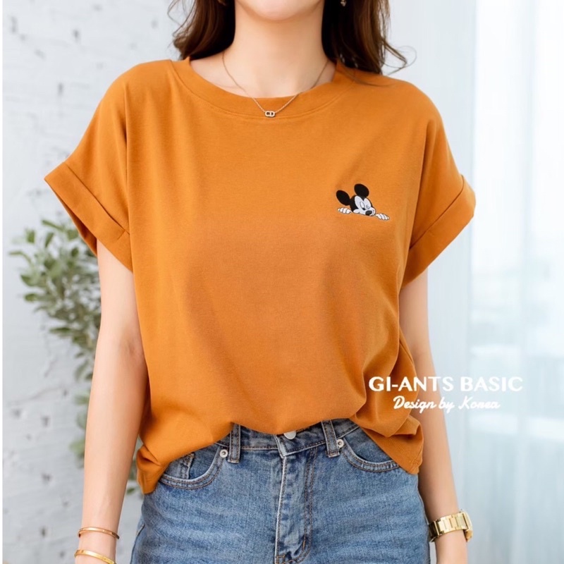 Mickey Bordir Top / Kaos Giant Basic Wanita