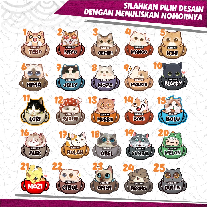 KALUNG KUCING BAHAN PVC CUSTOM DENGAN DESAIN EKSLUSIF DAN HASIL CETAK PREMIUM FREE UKIR NAMA CUSTOM 2 SISI LIONTIN BANDUL GANTUNGAN AKSESORIS ANTI KUTUTEMPAT MAKAN MINUM MAINAN BERKUALITAS LONCENG KITTEN TEMPAT TIDUR GROOMING PAKAN  COLLAR CAT PET